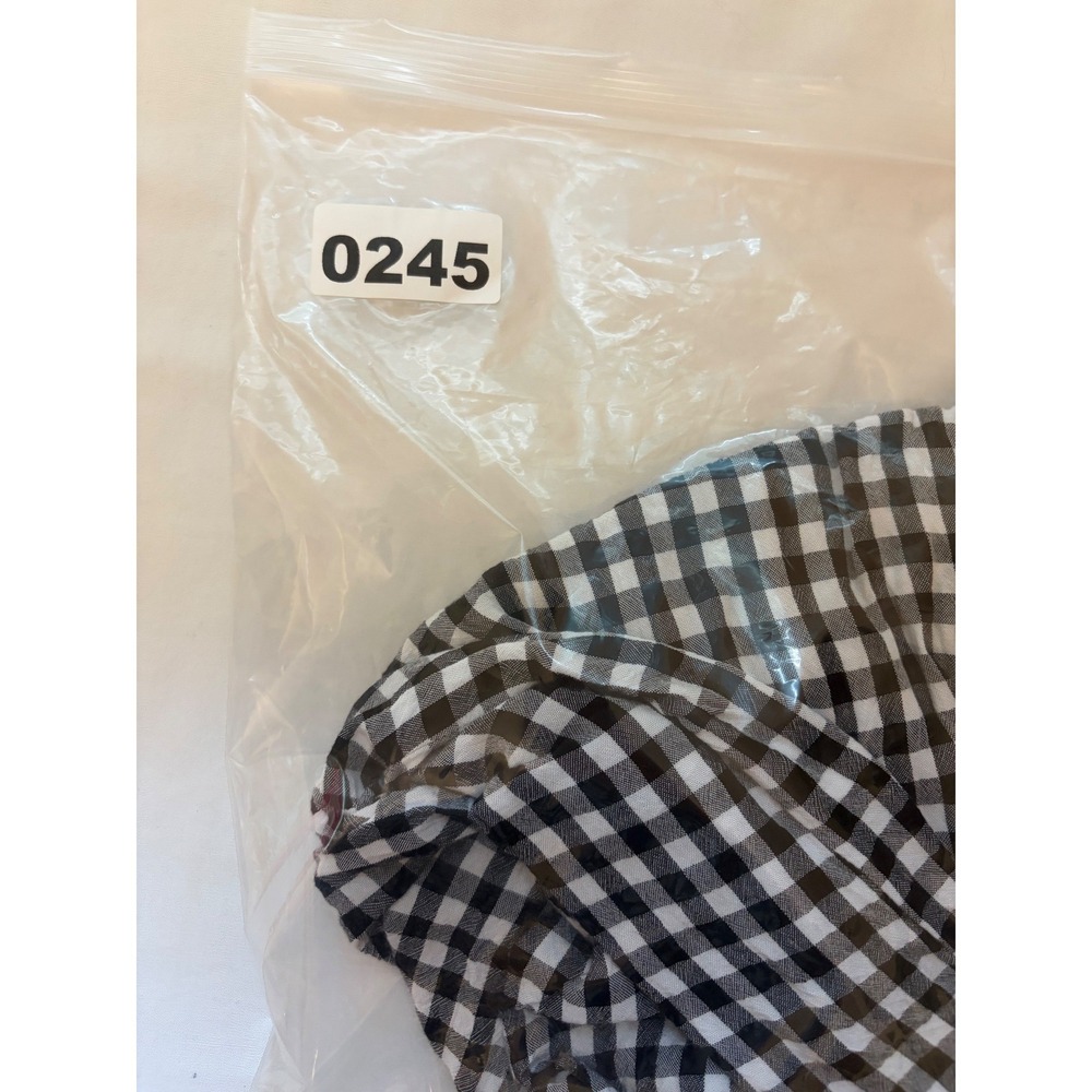 Studio Woman Gingham Lace Trim V-Neck Blouse Black White 1X SwingTop - Picture 8 of 8